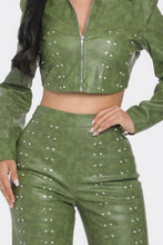Load image into Gallery viewer, Faux Leather Set With Rhinestone Detail