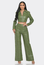 Load image into Gallery viewer, Faux Leather Set With Rhinestone Detail