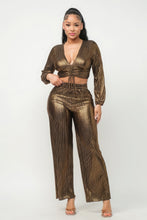 Load image into Gallery viewer, Foil Plisse Tunnel Shirring Top And Pants Set