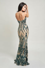 Load image into Gallery viewer, Spaghetti Strap Art Deco Sequins Maxi Dress
