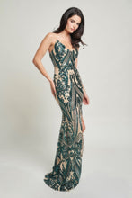 Load image into Gallery viewer, Spaghetti Strap Art Deco Sequins Maxi Dress