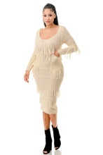 Load image into Gallery viewer, Knit Long Sleeve Fringe Dress