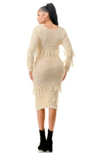 Load image into Gallery viewer, Knit Long Sleeve Fringe Dress
