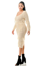 Load image into Gallery viewer, Knit Long Sleeve Fringe Dress