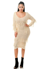 Load image into Gallery viewer, Knit Long Sleeve Fringe Dress