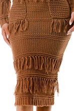 Load image into Gallery viewer, Knit Long Sleeve Fringe Dress