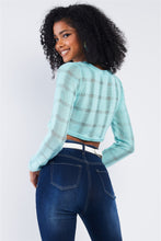 Load image into Gallery viewer, Tiffany Blue Cropped Knit Long Sleeve Sweater