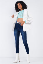 Load image into Gallery viewer, Tiffany Blue Cropped Knit Long Sleeve Sweater
