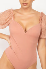 Load image into Gallery viewer, Shirred Lace Short Sleeve Bodysuit