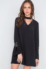 Load image into Gallery viewer, Long Sleeve V-cut Out Solid Mini Dress