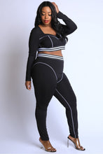 Load image into Gallery viewer, Striped Elastic Reverse Cover Stitch Detailed Set