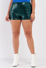 Load image into Gallery viewer, Plus Size Shiny Sequin High Waisted Mini Shorts