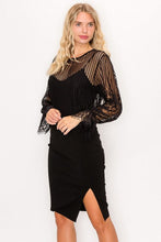Load image into Gallery viewer, Lace Trim Shadow Stripe Bodysuit