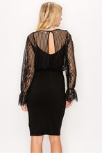 Load image into Gallery viewer, Lace Trim Shadow Stripe Bodysuit