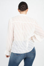 Load image into Gallery viewer, Semi Sheer Ruffle Blouse