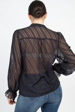 Load image into Gallery viewer, Semi Sheer Ruffle Blouse