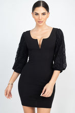 Load image into Gallery viewer, Elbow Sleeve V Wire Bodycon Dress