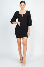 Load image into Gallery viewer, Elbow Sleeve V Wire Bodycon Dress
