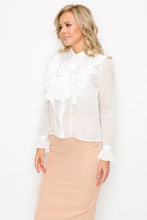 Load image into Gallery viewer, Ruffle Trim Long Sleeve Blouse