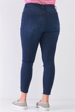 Load image into Gallery viewer, Plus Size Denim Mid-rise Raw Hem Detail Ripped Skinny Jean Pants