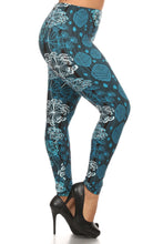 Load image into Gallery viewer, Plus Size Floral Print, Full Length Leggings In A Slim Fitting Style With A Banded High Waist