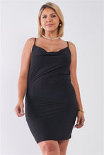 Load image into Gallery viewer, Plus Size Sleeveless Silky Cowl Neck Bodycon Cami Mini Dress
