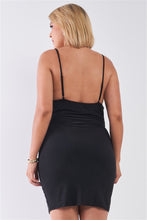 Load image into Gallery viewer, Plus Size Sleeveless Silky Cowl Neck Bodycon Cami Mini Dress