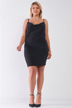 Load image into Gallery viewer, Plus Size Sleeveless Silky Cowl Neck Bodycon Cami Mini Dress