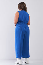 Load image into Gallery viewer, Plus Size Sleeveless V-neck Self-tie Front Detail Wide Leg Jumpsuit