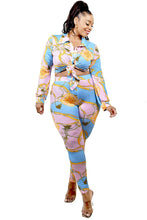 Load image into Gallery viewer, Plus Belt & Chain Pattern Print 2 Piece Legging Set