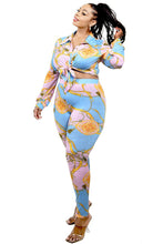 Load image into Gallery viewer, Plus Belt & Chain Pattern Print 2 Piece Legging Set