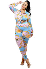 Load image into Gallery viewer, Plus Belt & Chain Pattern Print 2 Piece Legging Set