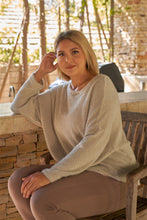 Load image into Gallery viewer, Plus Light-grey Fuzzy Round Neck Long Sleeve Relaxed Fit Cozy Sweatshirt