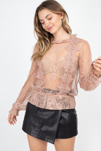 Load image into Gallery viewer, Sheer Mesh Floral Peplum Top