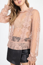 Load image into Gallery viewer, Sheer Mesh Floral Peplum Top