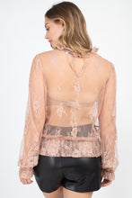 Load image into Gallery viewer, Sheer Mesh Floral Peplum Top