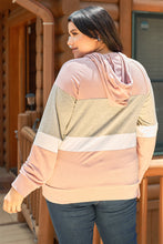 Load image into Gallery viewer, Plus Mauve & Grey Color Block Long Sleeve Self-tie Hood Lounge Sweatshirt