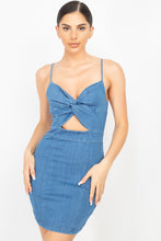 Load image into Gallery viewer, Twisted Front Cutout Denim Dress