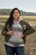 Load image into Gallery viewer, Plus Aviator Retro Patches Long Sleeve Front Zipper Bomber Jacket