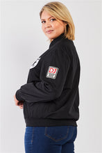 Load image into Gallery viewer, Plus Aviator Retro Patches Long Sleeve Front Zipper Bomber Jacket