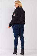 Load image into Gallery viewer, Plus Aviator Retro Patches Long Sleeve Front Zipper Bomber Jacket
