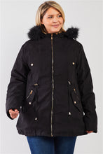 Load image into Gallery viewer, Plus Size Vegan Fur Double-sided Cotton Twill Parka & Puffer Jacket