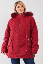 Load image into Gallery viewer, Plus Size Vegan Fur Double-sided Cotton Twill Parka & Puffer Jacket