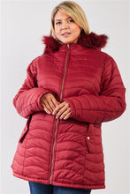 Load image into Gallery viewer, Plus Size Vegan Fur Double-sided Cotton Twill Parka & Puffer Jacket