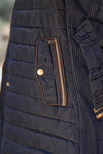 Load image into Gallery viewer, Plus Parallel Quilt Faux Fur Hood Belted Padded Long Puffer Jacket