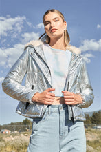 Load image into Gallery viewer, Long Sleeve Fuzzy Faux Fur Hood Padded Jacket