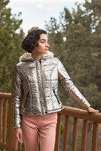 Load image into Gallery viewer, Long Sleeve Fuzzy Faux Fur Hood Padded Jacket