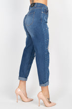 Load image into Gallery viewer, Rhinestones Ripped-front Denim Jeans