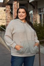 Load image into Gallery viewer, Plus Grey-lavender Long Sleeve Front Pocket Hoodie Top