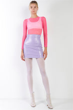 Load image into Gallery viewer, Lavender Faux Leather High Waist Mini Skirt
